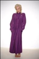 Purple Button Up House Coat With Embroidery 50% OFF