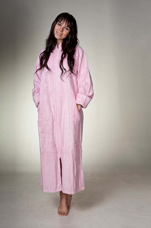 Zip Up Chenille Dressing Gown In Pink