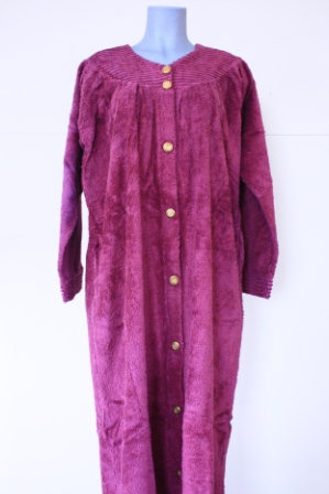 Button Up Chenille Dressing Gown in Eggplant
