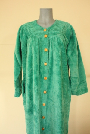 Green Button Up Chenille Dressing Gown