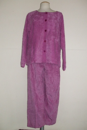 Button Up Chenille Pyjamas in Eggplant