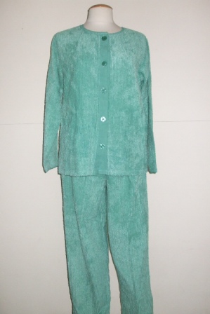 Green Button Up Chenille Pyjamas