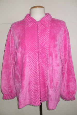 Zip Up Chenille Bed Jacket in Fuchsia