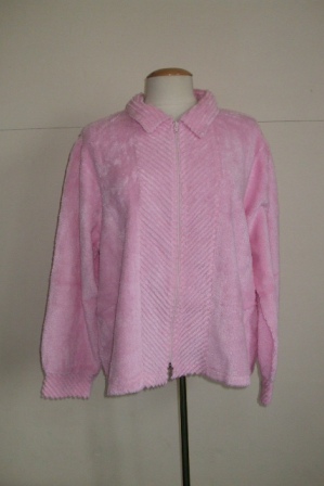 Zip Up Chenille Bed Jacket in Pink