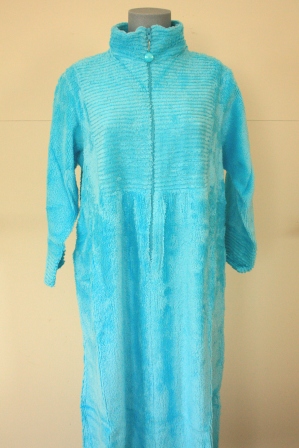 Zip Up Chenille Dressing Gown In Turquoise